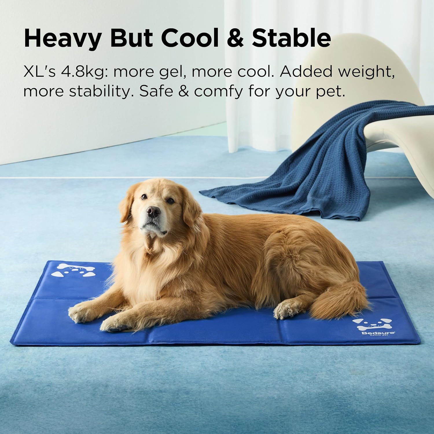 BEDSURE Kühlmatte Hund Extra groß 120x75 cm selbstkühlend Gelmatte 300D Oxford 1