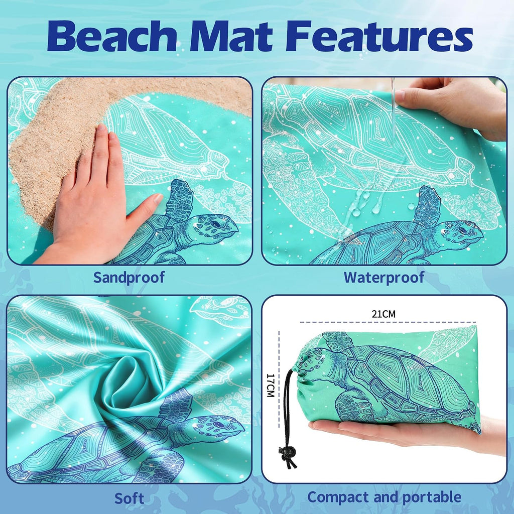 Sandfreie Stranddecke 210x200 cm wasserdicht ultraleicht faltbar Mikrofaser