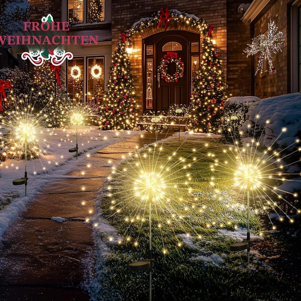 GIGALUMI Solarleuchten Aussen 4er Set 120 LED Pusteblume wetterfest