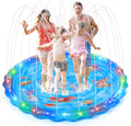 IEEILULU Splash Pad 170 cm Wassersprinkler Spielmatte mit LED Blau
