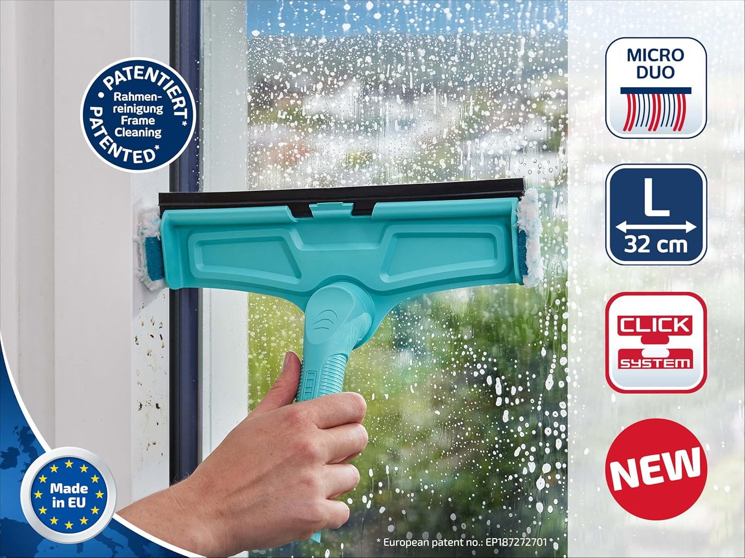 Leifheit Fensterwischer 4in1 Click System Fensterabzieher Glasreiniger