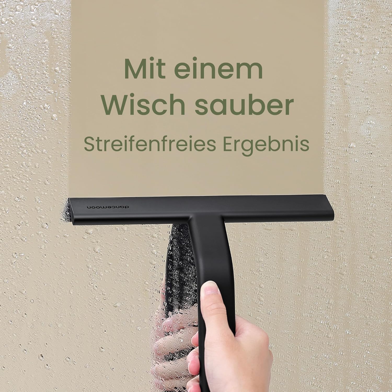 Duschabzieher Silikon 25 cm Schwarz mit Haken fuer Dusche und Fenster