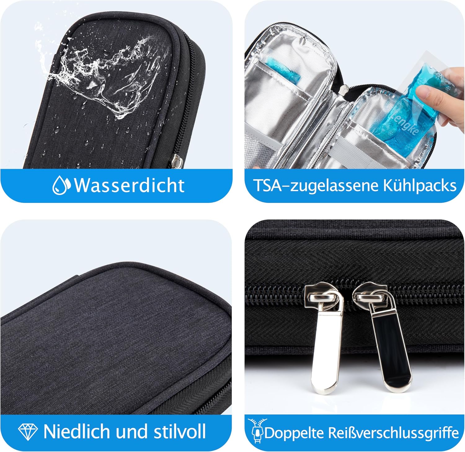YOUSHARES 4er Set TSA Kuehlakkus fuer Insulin Kuehlbox Pen Tasche Medikamentenetui