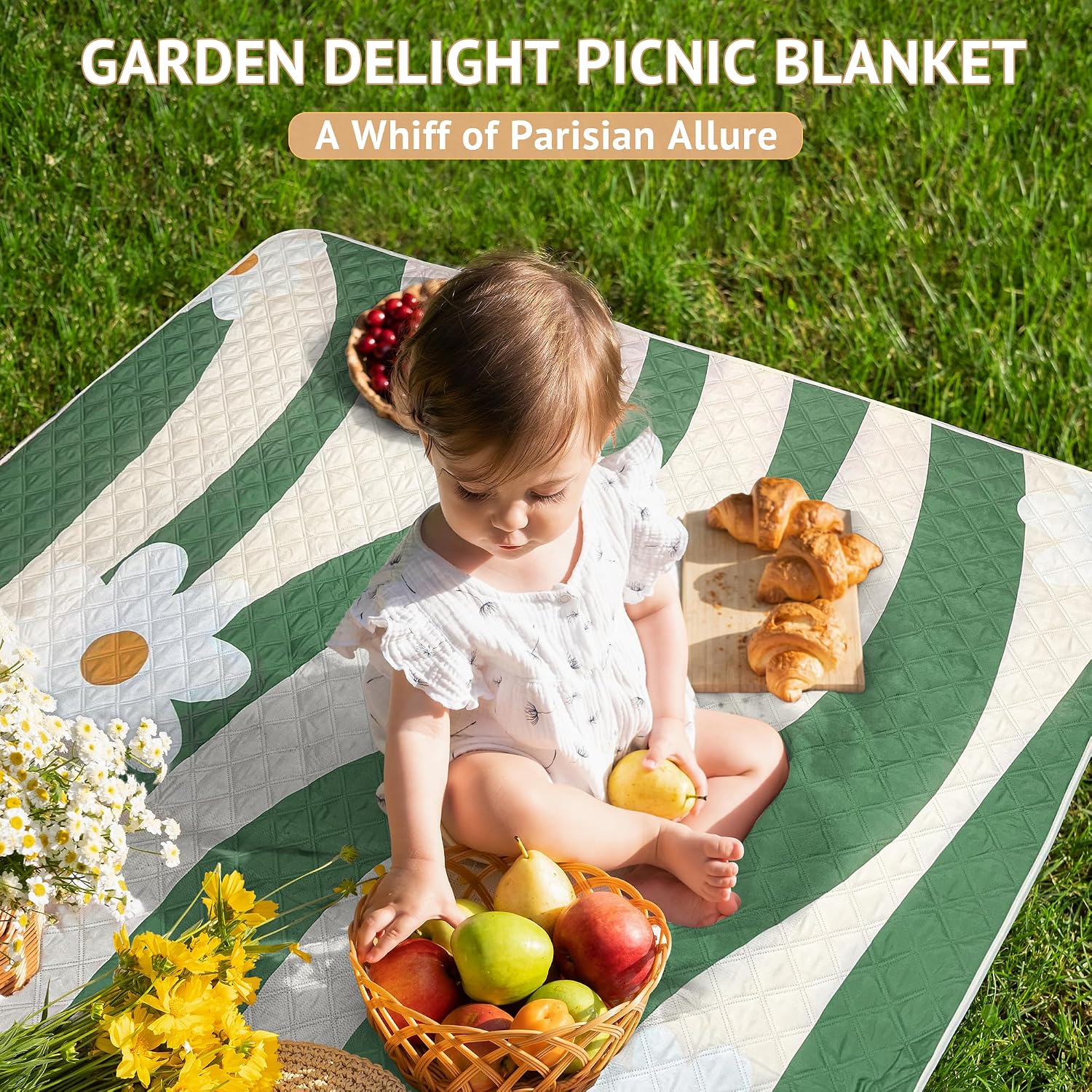 LARUTAN Strand- und Picknickdecke 200 x 200 cm wasserdicht mit Tragegurt 200cm-3