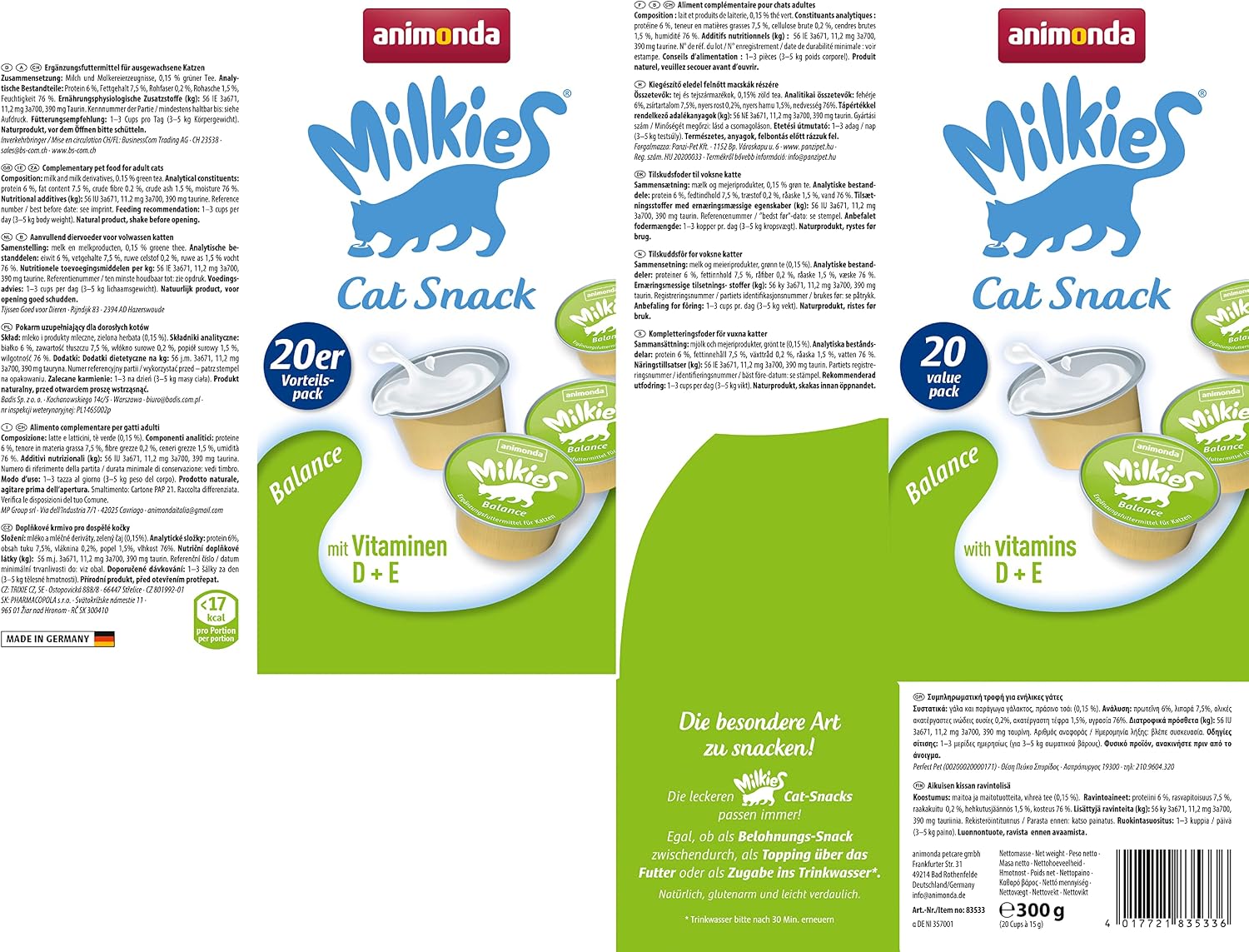animonda Milkies Katzensnack Cups Selection Mixpack 20 x
