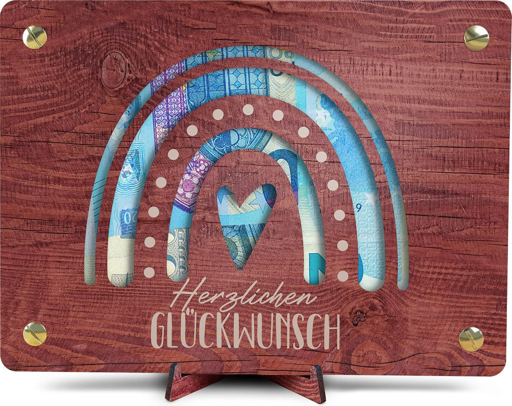 Laptop Geldgeschenk aus Holz XL mit Staender Geschenkidee fuer Technikfans