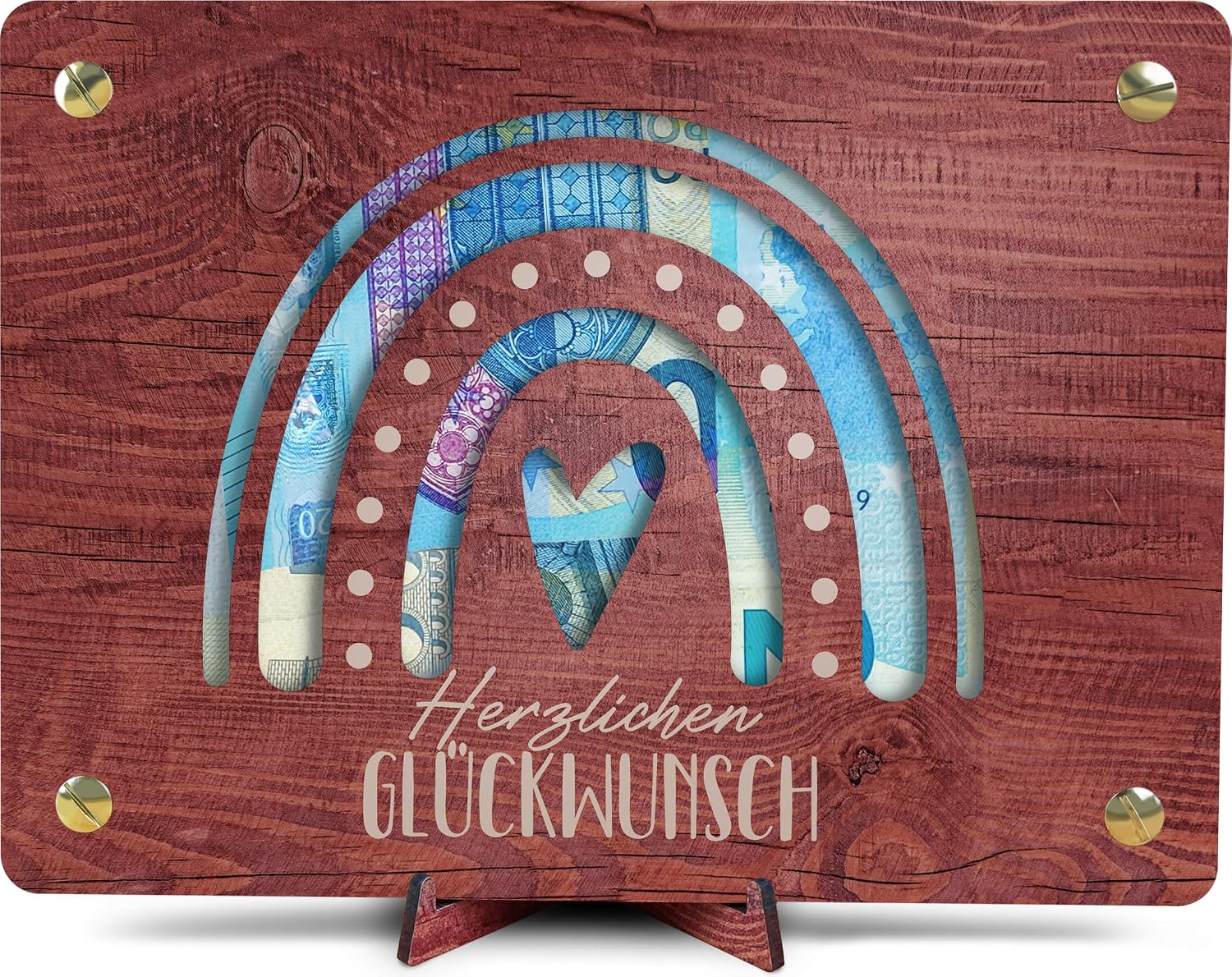 Laptop Geldgeschenk aus Holz XL mit Staender Geschenkidee fuer Technikfans