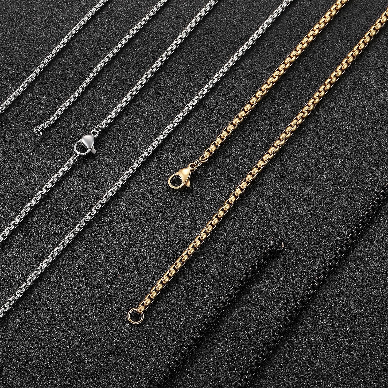 RWQIAN Venezianerkette Edelstahl Silber Gold Schwarz 2/2.5/3/4 mm cm