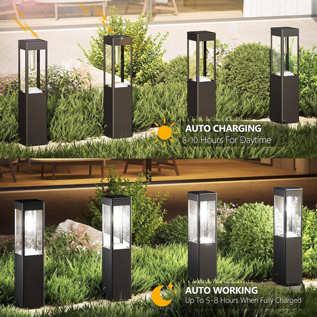 Joomer Solar-Wegeleuchten 4er Set LED warmweiss quadratisch wetterfest