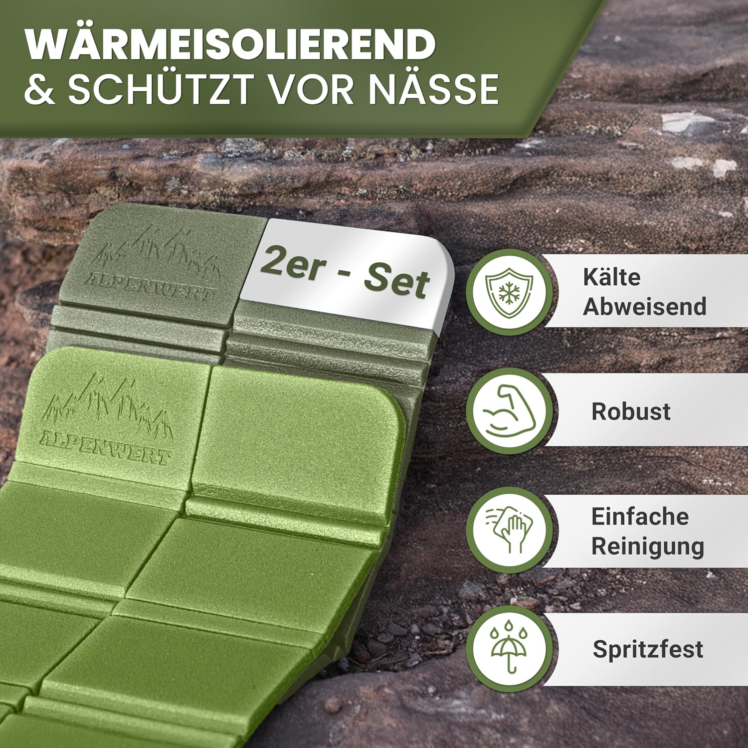 Alpenwert Sitzkissen faltbar 2er Set wasserdicht leicht kompakt fuer Outdoor