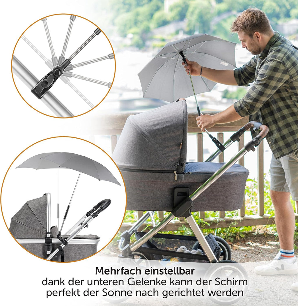 Zamboo Sonnenschirm UV50+ Kinderwagen Buggy 73 cm, flexibel, Universalhalterung