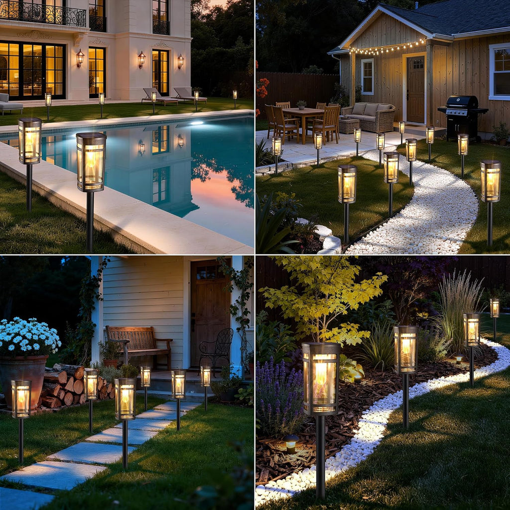 Flacchi Solarlampen Aussen 6er Set Warmweiss Quadrat Wegeleuchte wasserdicht