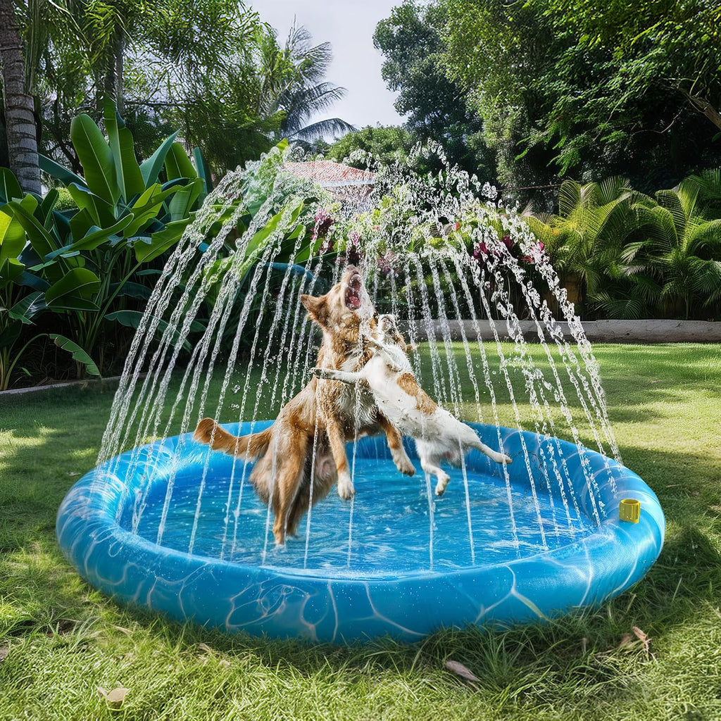 All for Paws Hundespielmatte mit Sprinkler 130cm-150cm Kuehlende Wassermatte