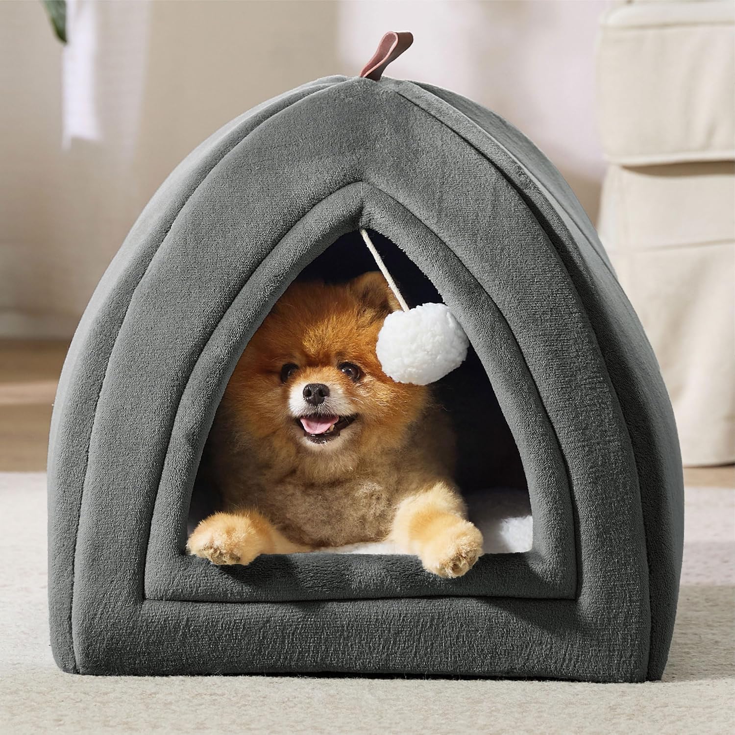 Katzenhoehle Katzenbett 40-44cm faltbar mit waschbarem Kissen
