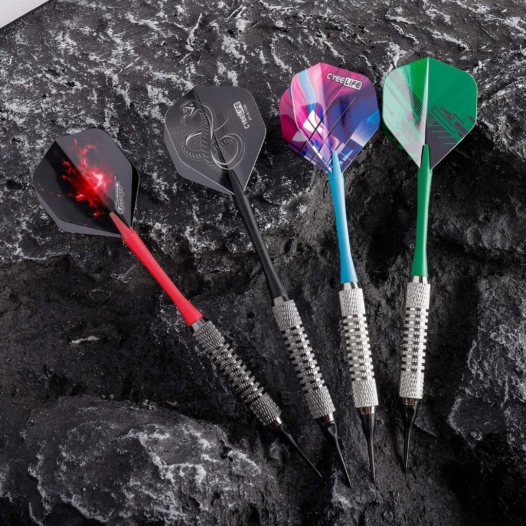 Cyeelife Softdart Pfeile 18 Stueck Kunststoffspitze Set Profi Softdarts