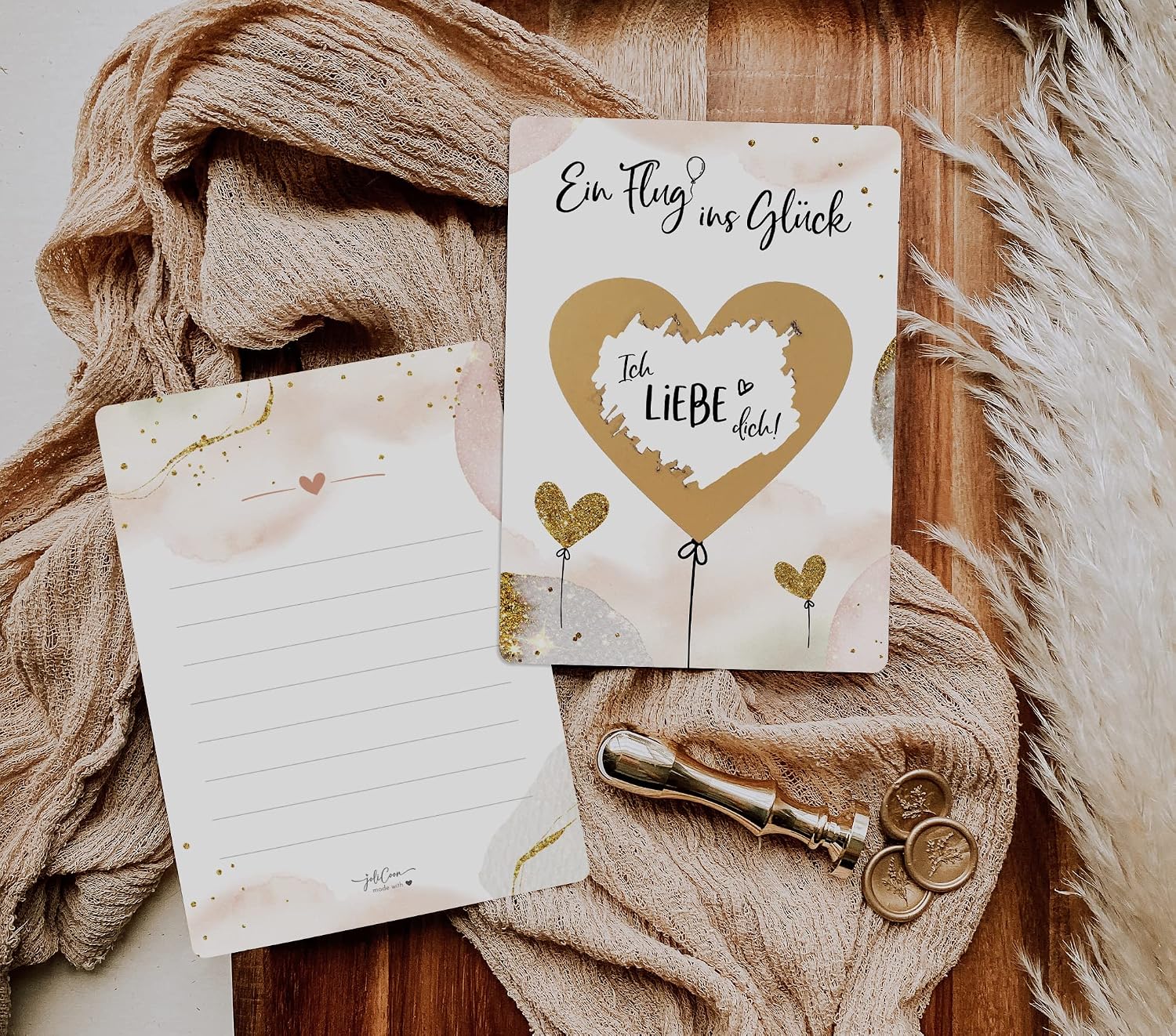 Joli Coon Valentinstag Karte fuer Ihn mit Kuvert Gutschein-Design