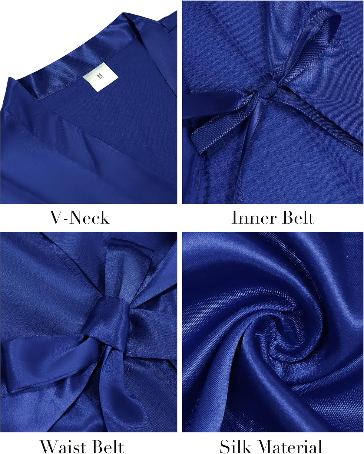 Vlazom Satin Kimono Damen kurz V‑Ausschnitt mit Guertel S-XXL