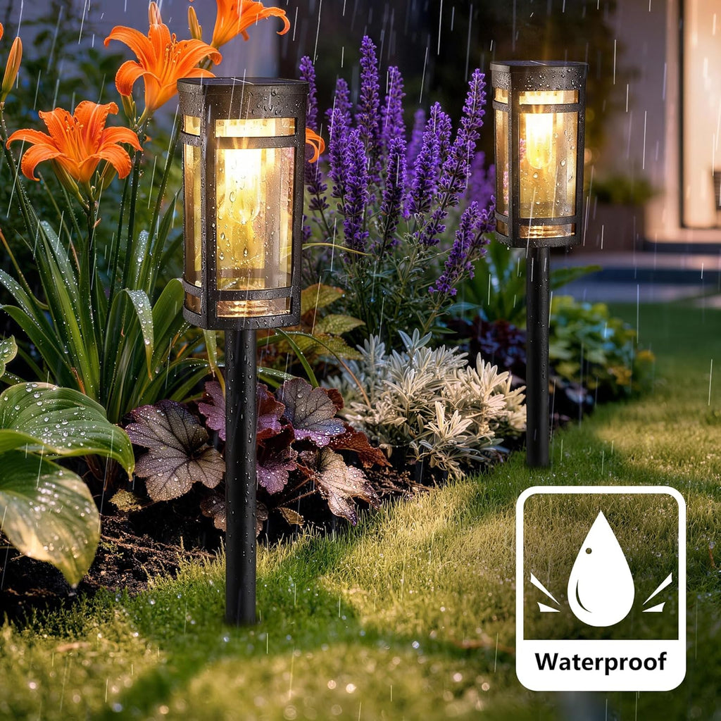 Flacchi Solarlampen Aussen 6er Set Warmweiss Quadrat Wegeleuchte wasserdicht