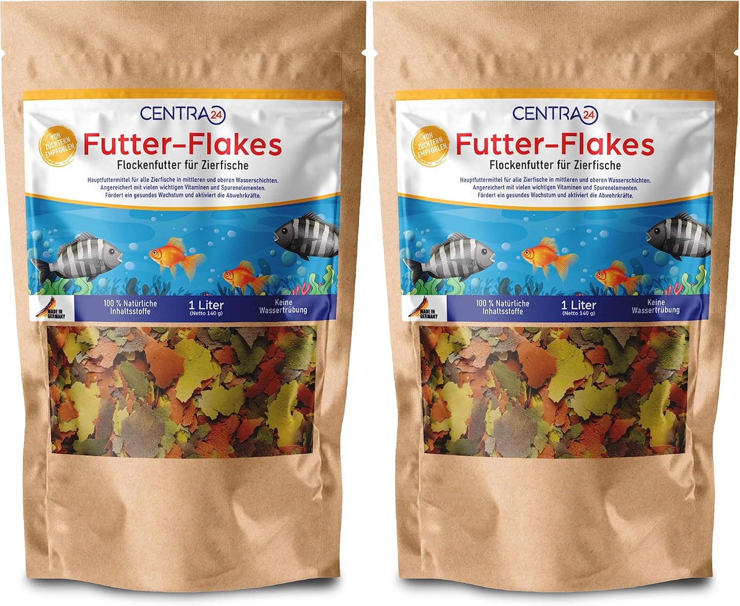 Centra24 Fischfutter Flocken fuer Zierfische Suesswasser mit Vitaminen