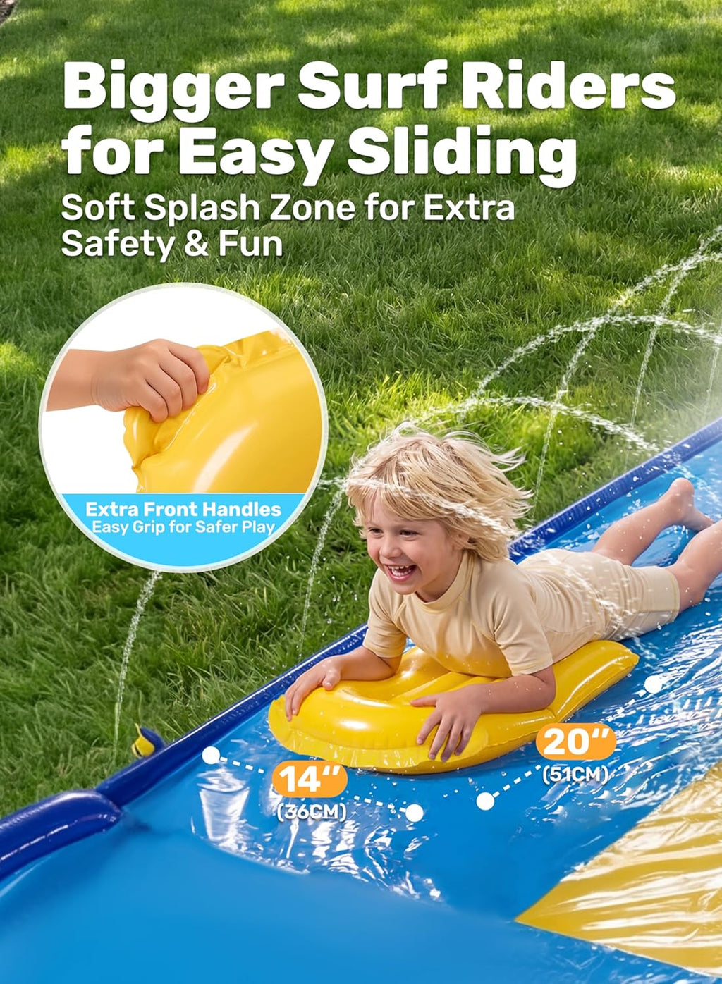 Sloosh 548,6cm Dreispur Wasserrutsche mit 3 Bodyboards, Sprinkler
