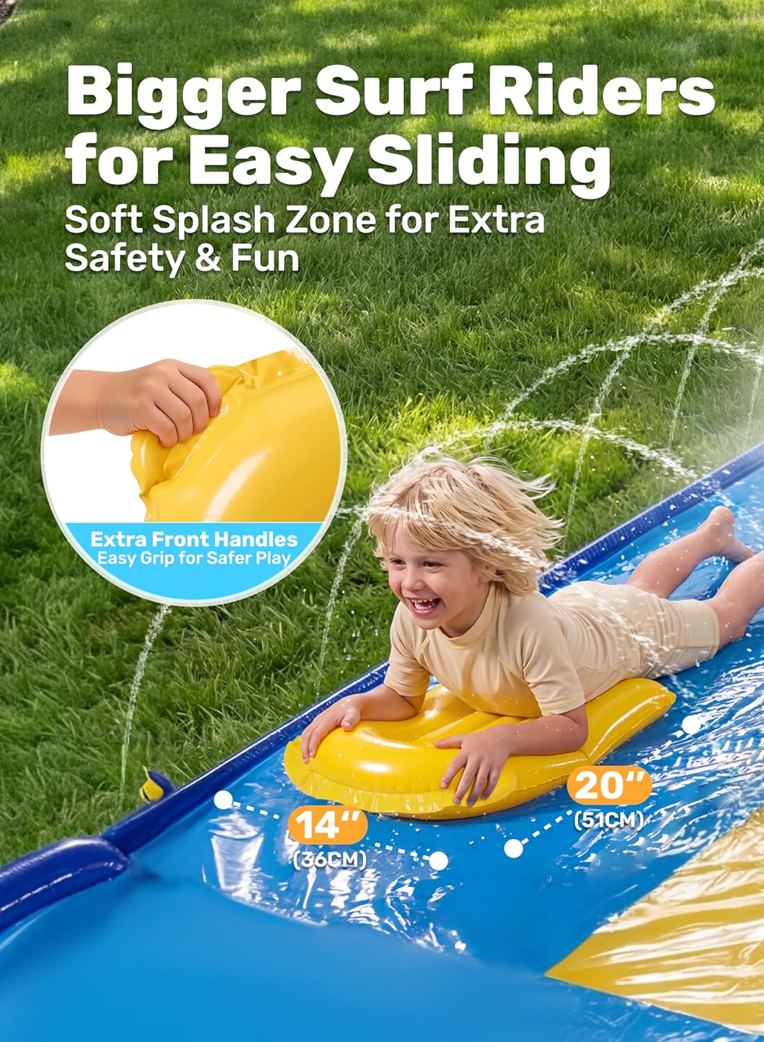 Sloosh 548,6cm Dreispur Wasserrutsche mit 3 Bodyboards, Sprinkler