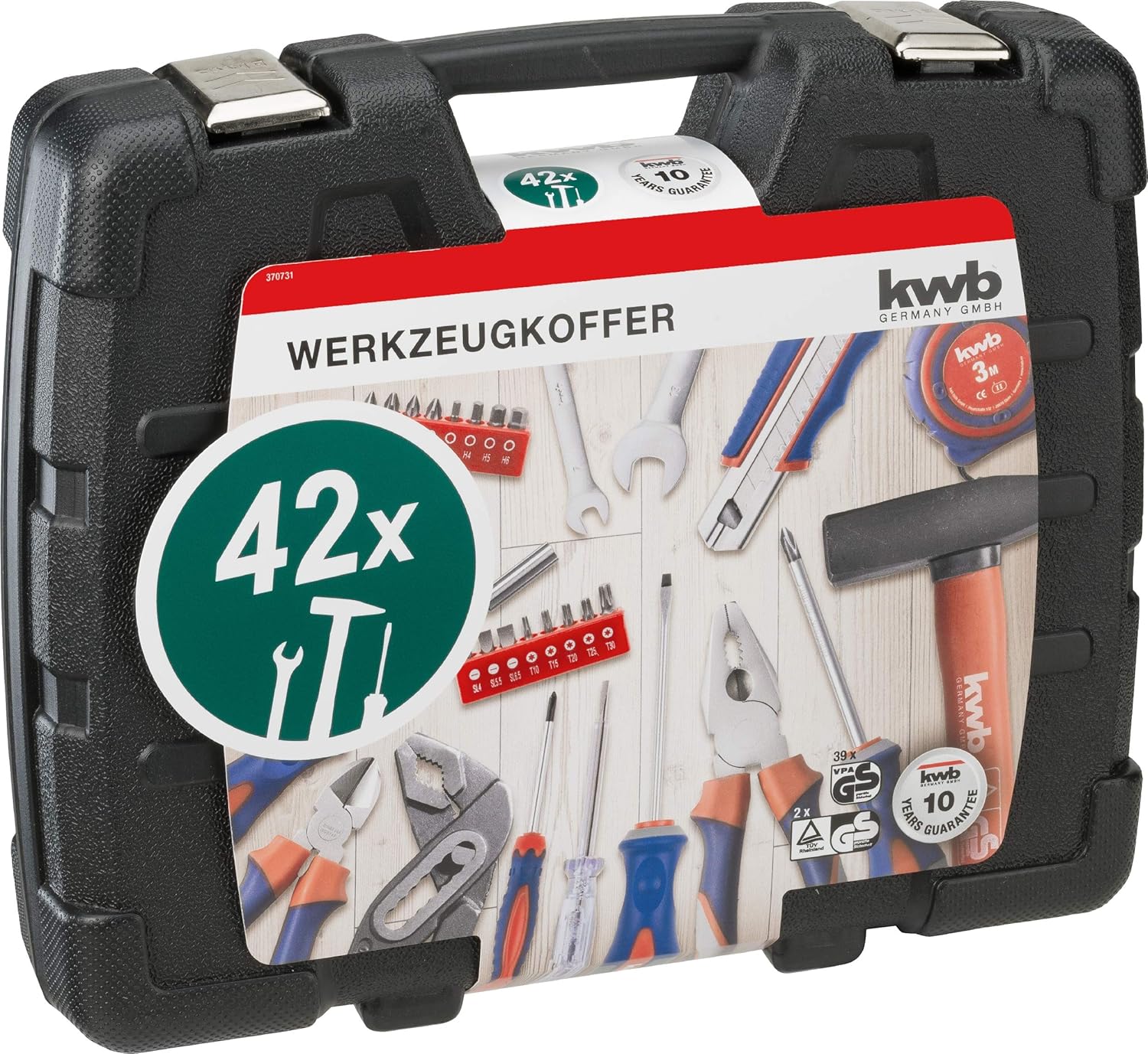 Werkzeugkoffer 42-teilig Werkzeugset fuer Haushalt Schraubenschluessel Zangen