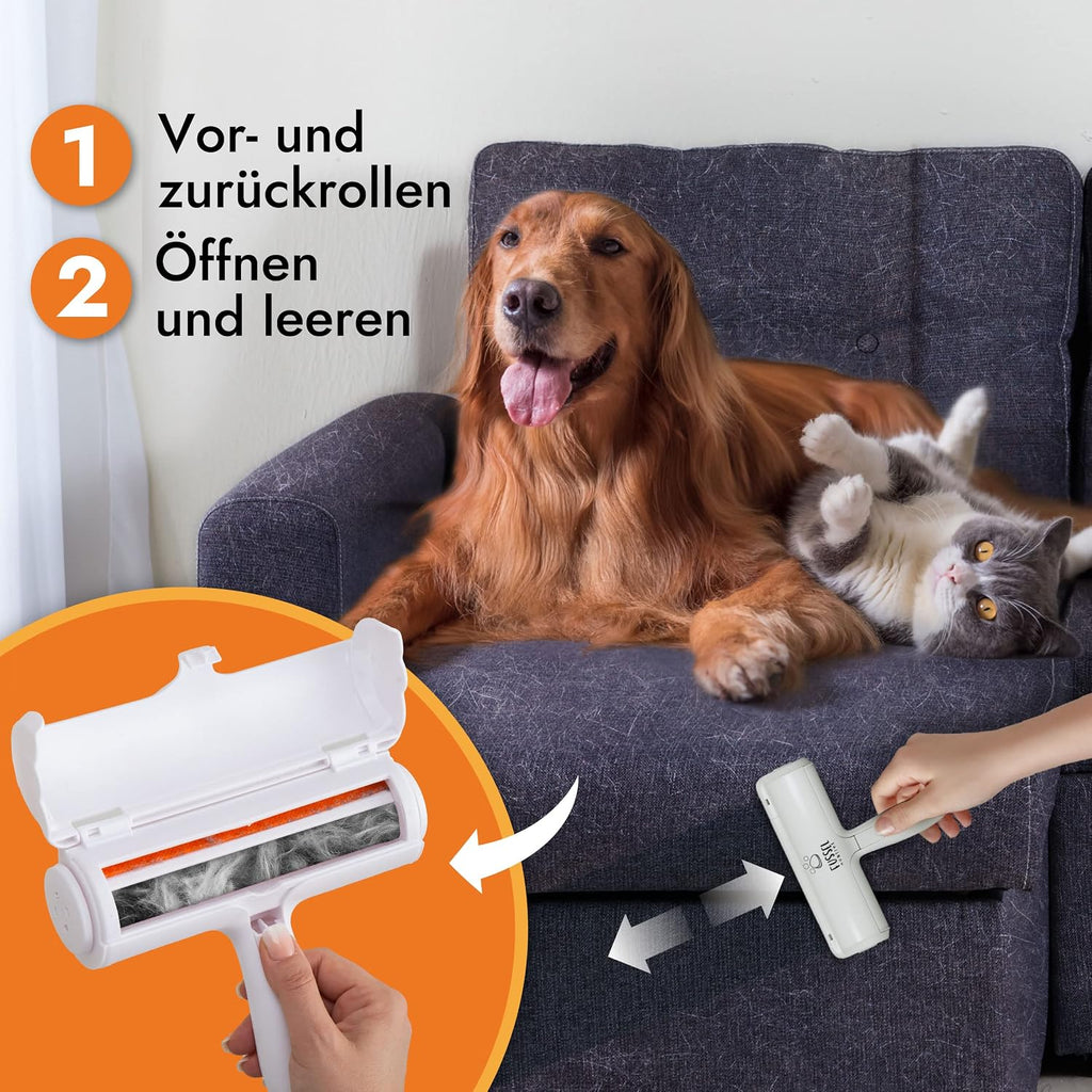 FusselMonster Tierhaarentferner mit Sammelkammer fuer Sofa, Teppich, Bett und Auto