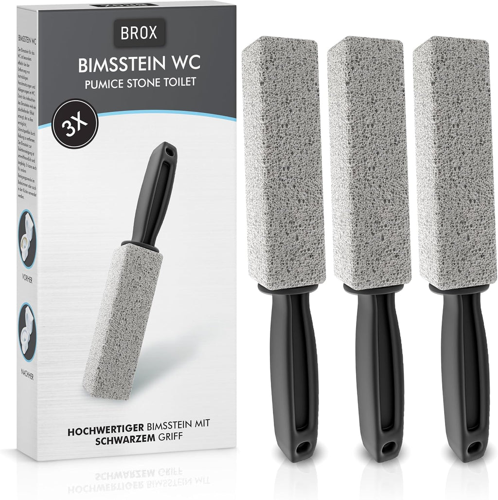 Bimsstein WC 3 Stueck Set - Urinstein und Kalkentferner fuer Toilette