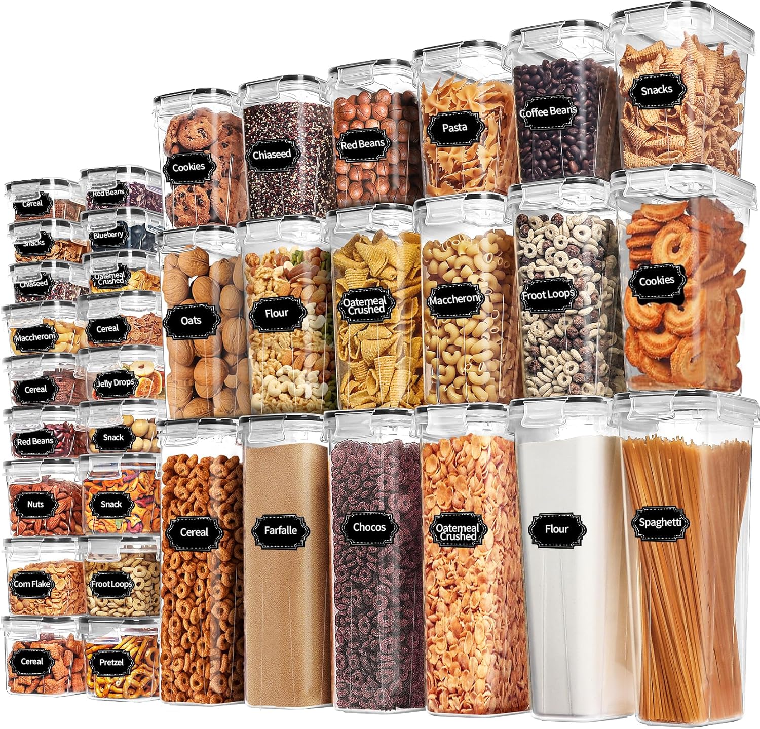 36er Set luftdichte Vorratsdosen Lebensmittelbehaelter Kuechen Organizer