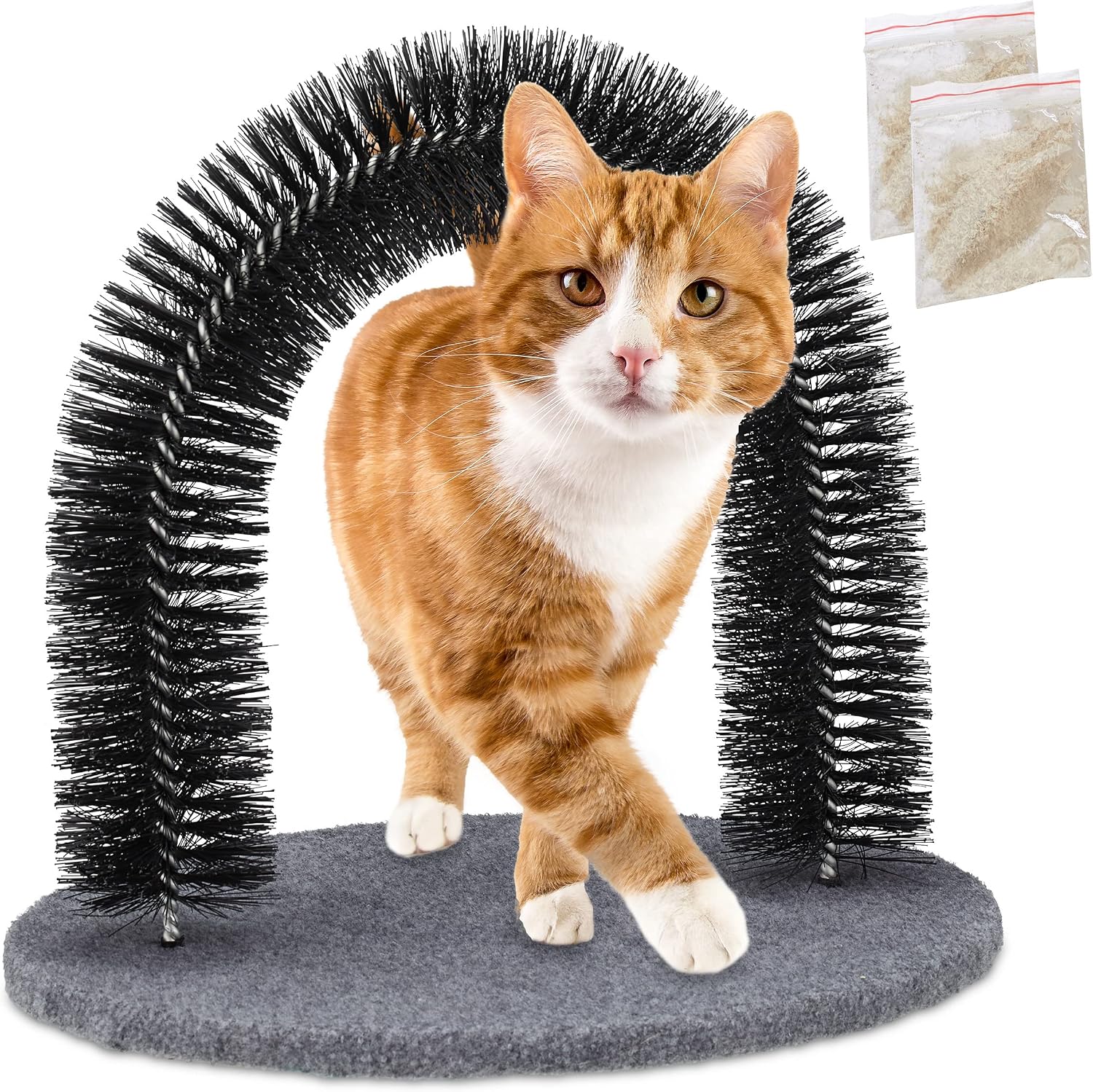 Relaxdays Katzen Enthaarungsbogen mit Katzenminze Fellpflege Schwarz 1 Stück