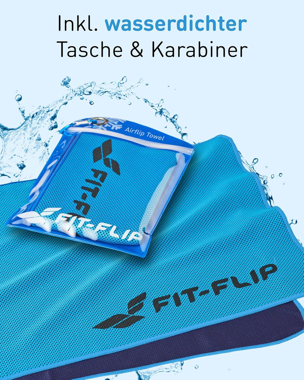 Fit-Flip Kuehlhandtuch 3er Set Mikrofaser Nackenkuehlung Sport
