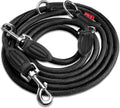 PetPatron verstellbare Hundeleine Nylon 1,5-3 m mit Lederdetails Schwarz