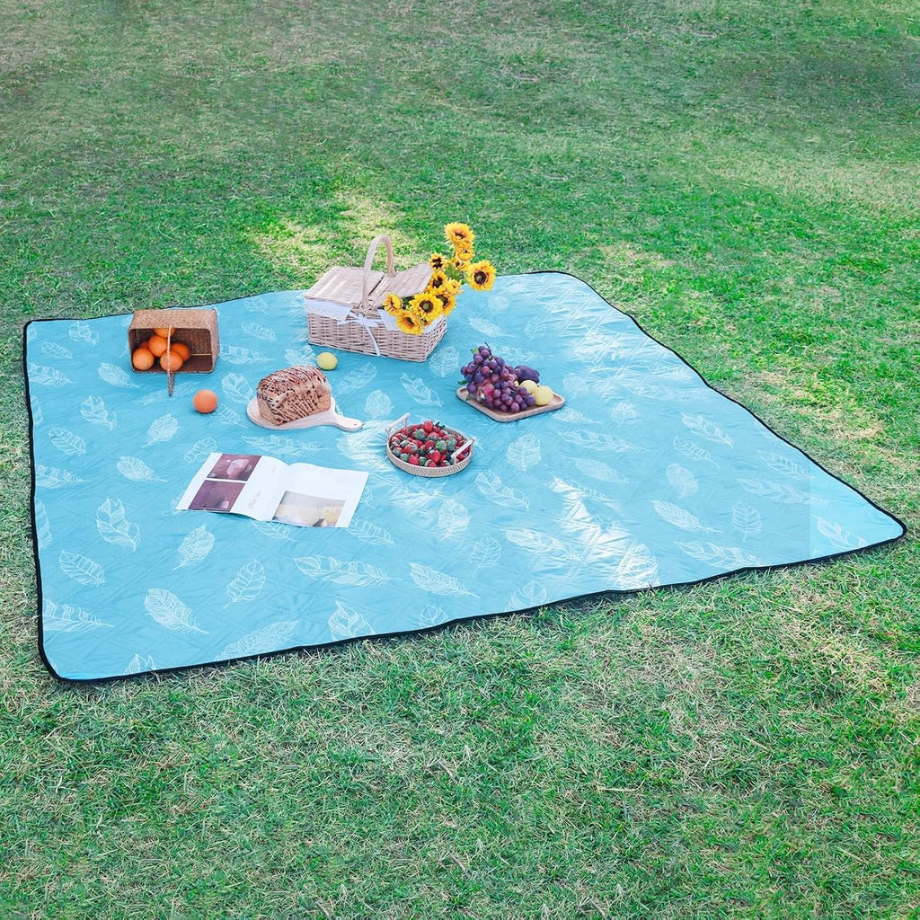 DEWUR Picknickdecke 200cm wasserdicht sandfrei XXL Campingdecke Gruen