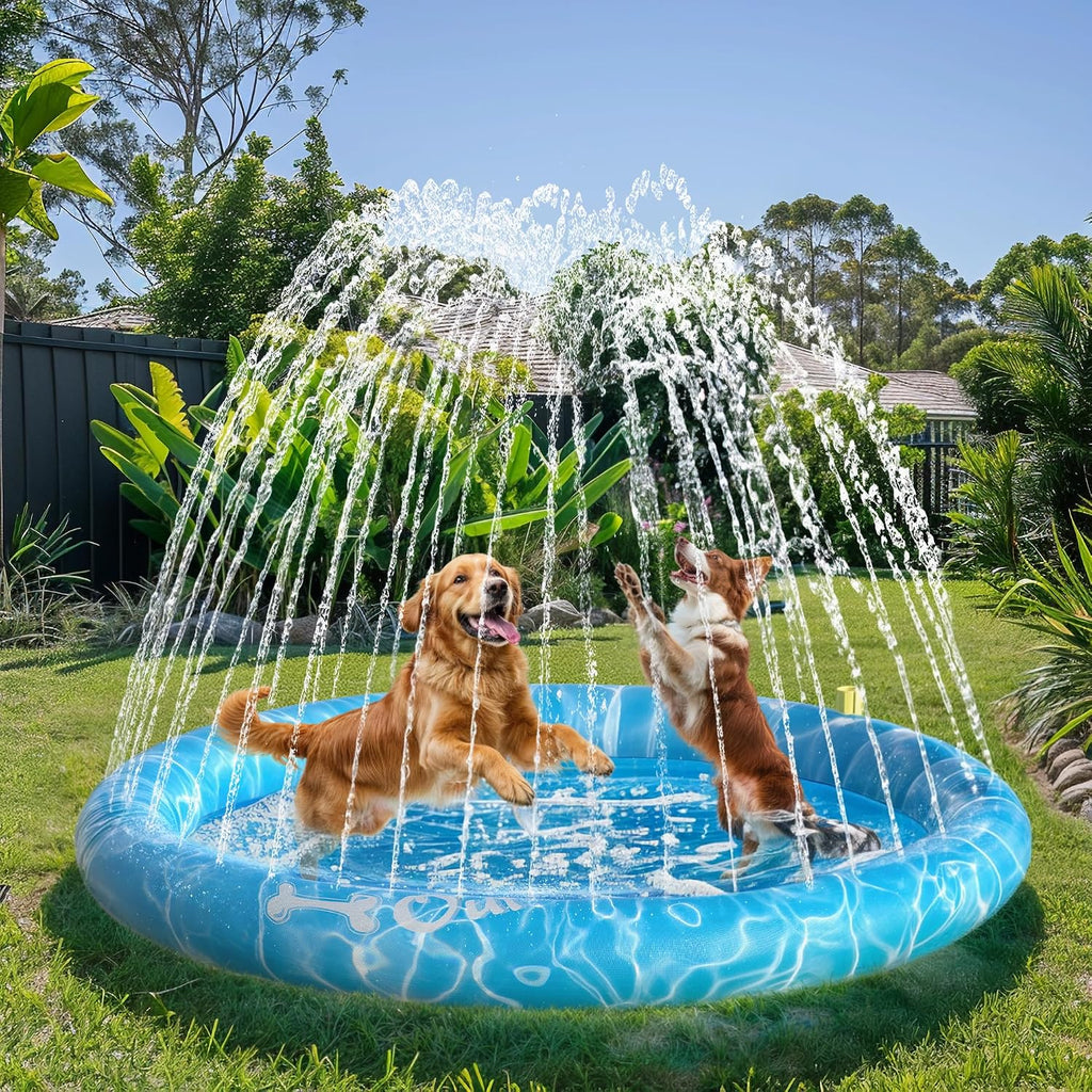 All for Paws Hundespielmatte mit Sprinkler 130cm-150cm Kuehlende Wassermatte