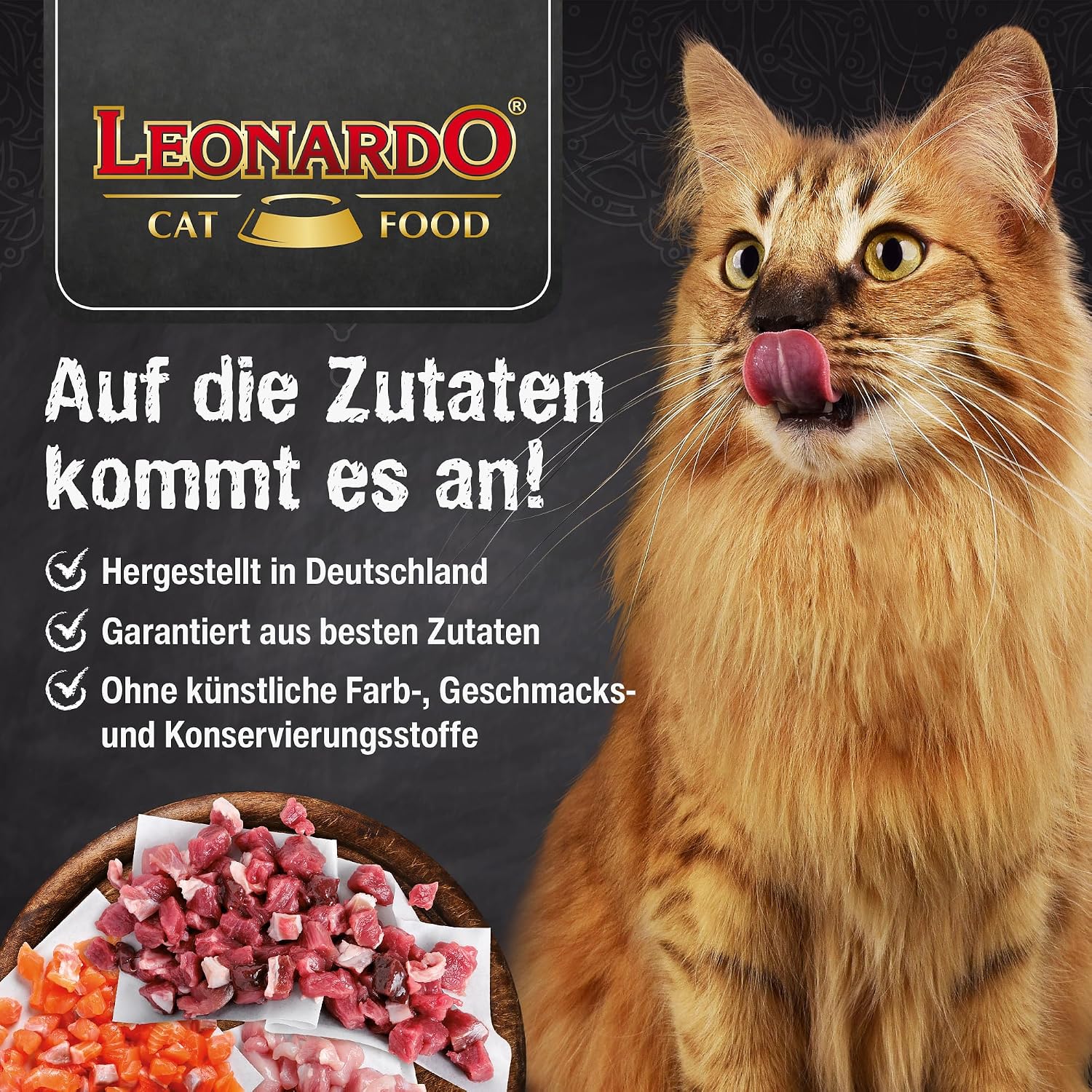 LEONARDO Katzenfutter nass Finest Selection 6x85g Huhn Fasan Kaninchen Ente Kalb
