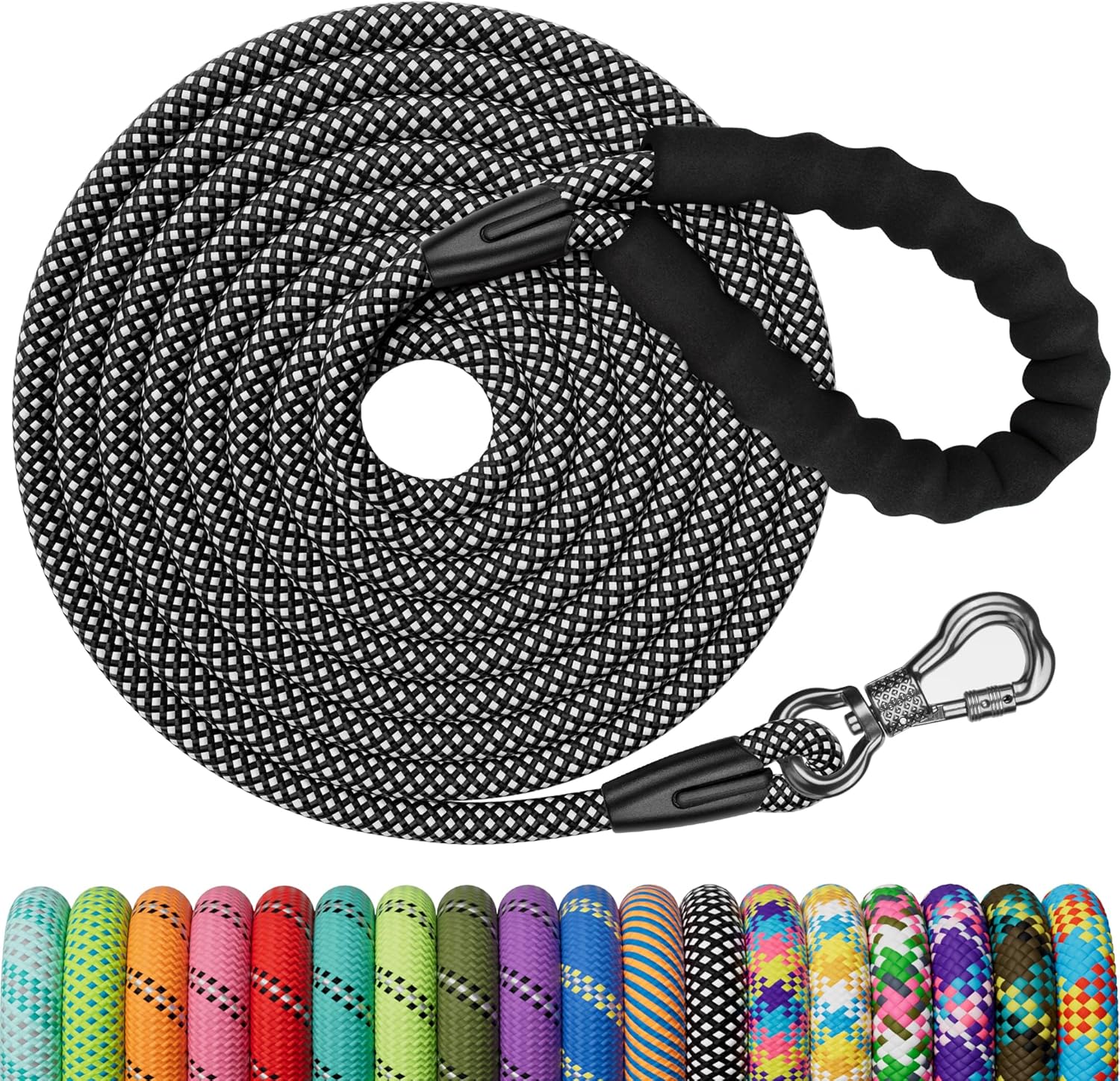 X XBEN Trainingsleine 1,5m-30m mit gepolstertem Griff und Karabiner