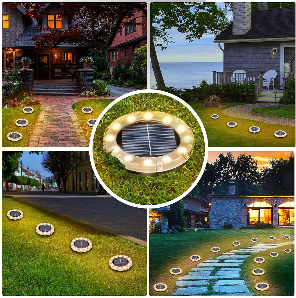 Solar Bodenleuchte 12 LED warmweiss IP65 4er Set Garten Weg Einfahrt