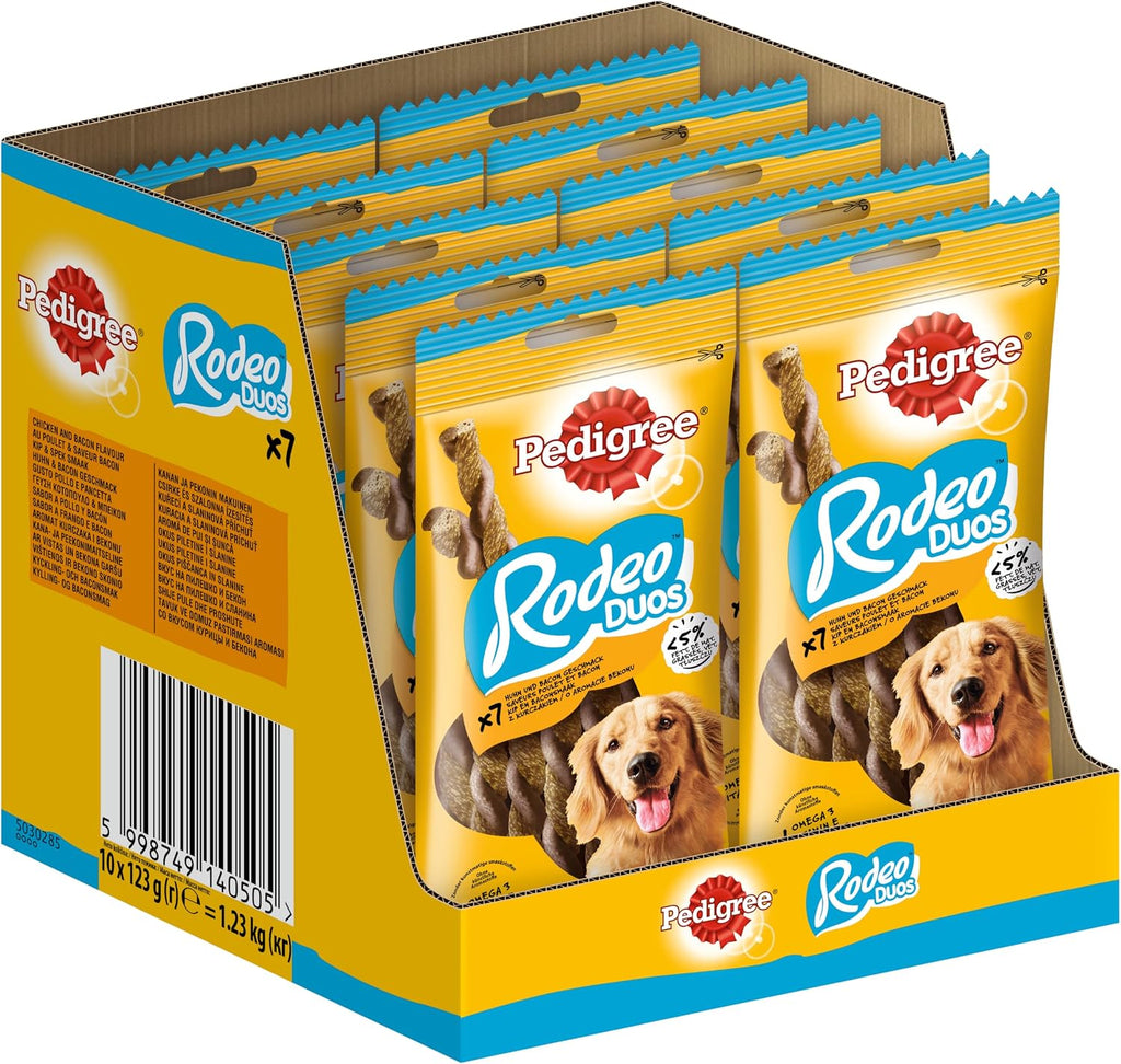 Pedigree Rodeo Sticks Hundesnacks Bacon & Huhn 10 x 7 Stueck verschiedene Sorten