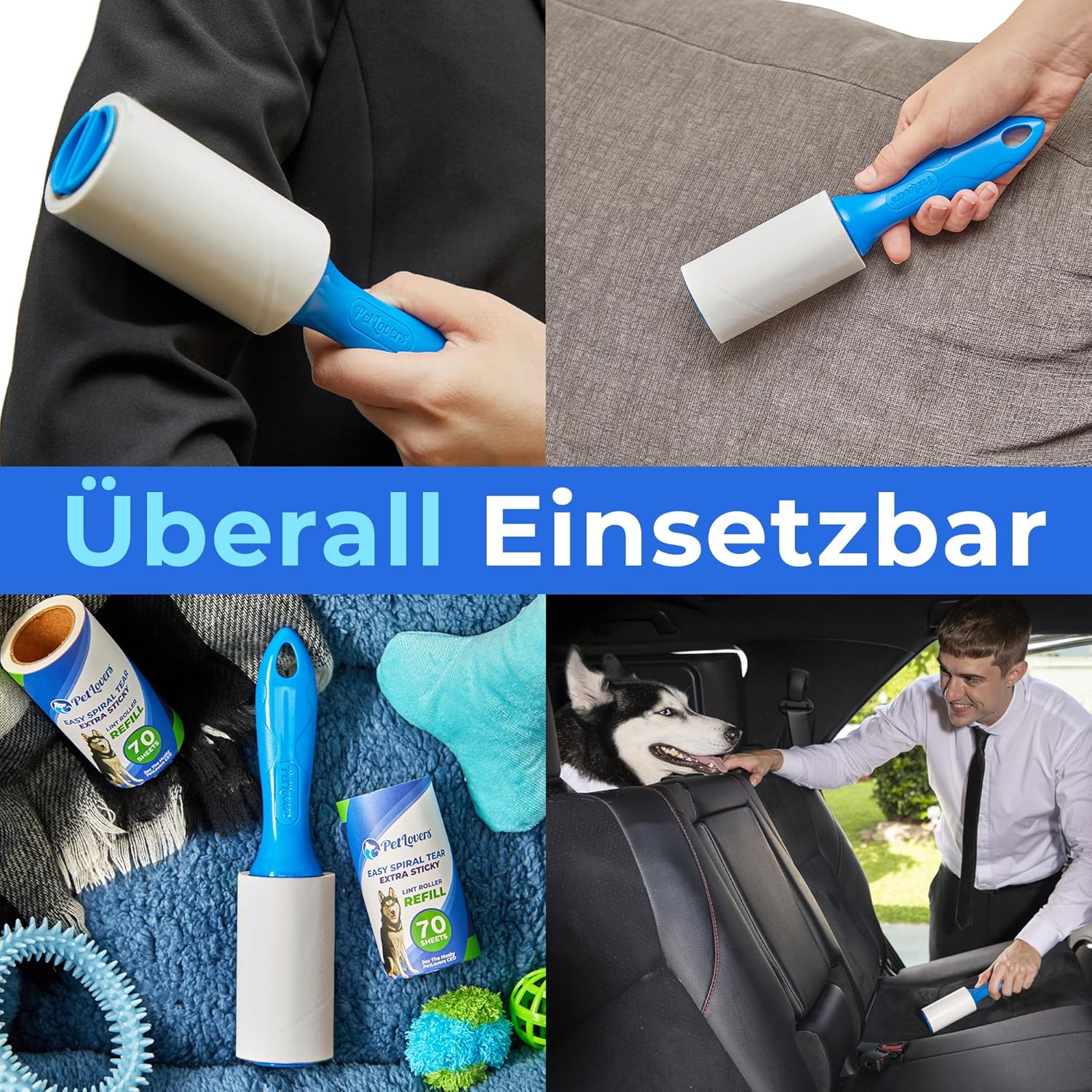 PetLovers Fusselrolle Tierhaare 420 Blatt klebend Fusselrasierer Kleidung