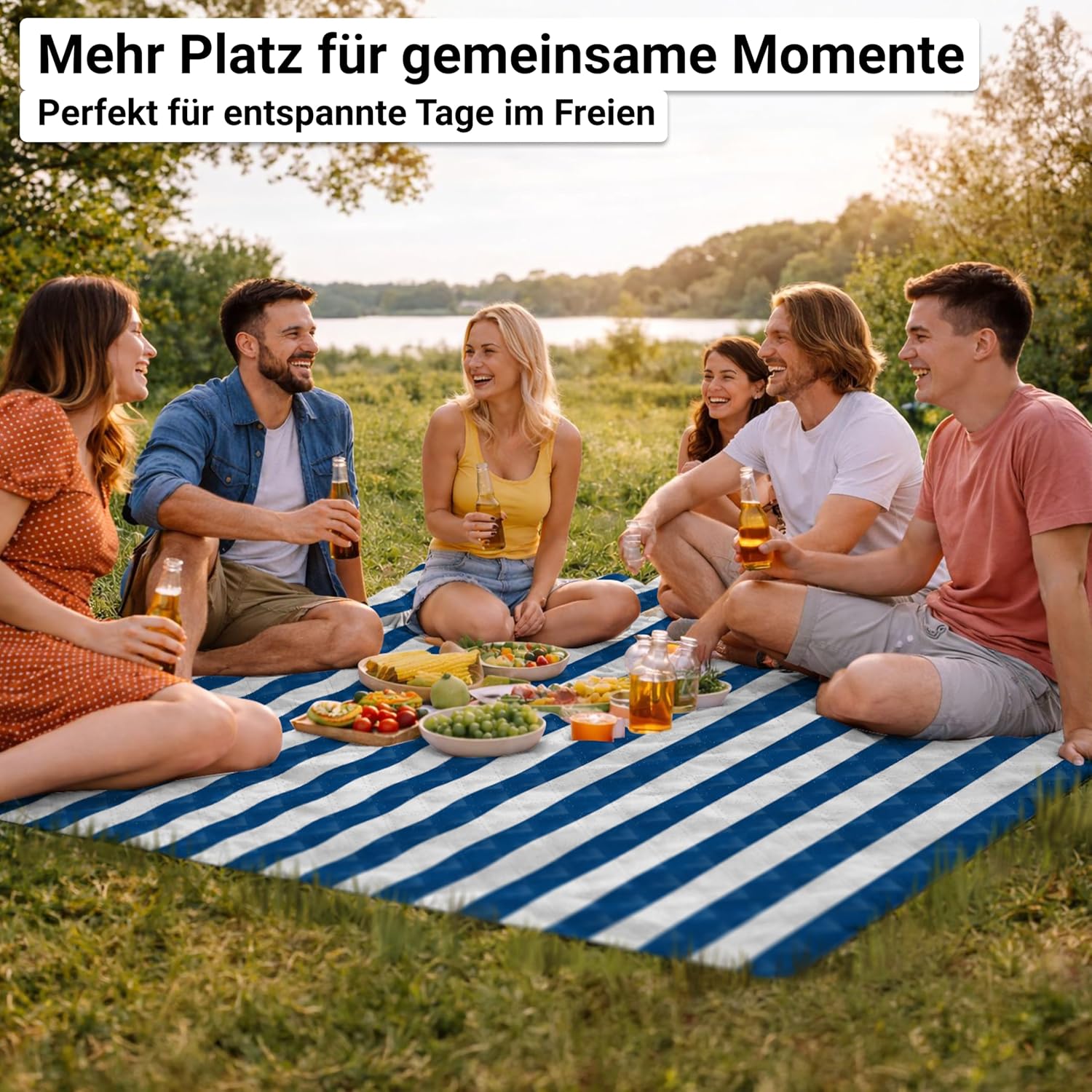 HOEL Picknickdecke 200x200 cm wasserabweisend isoliert gepolstert XXL