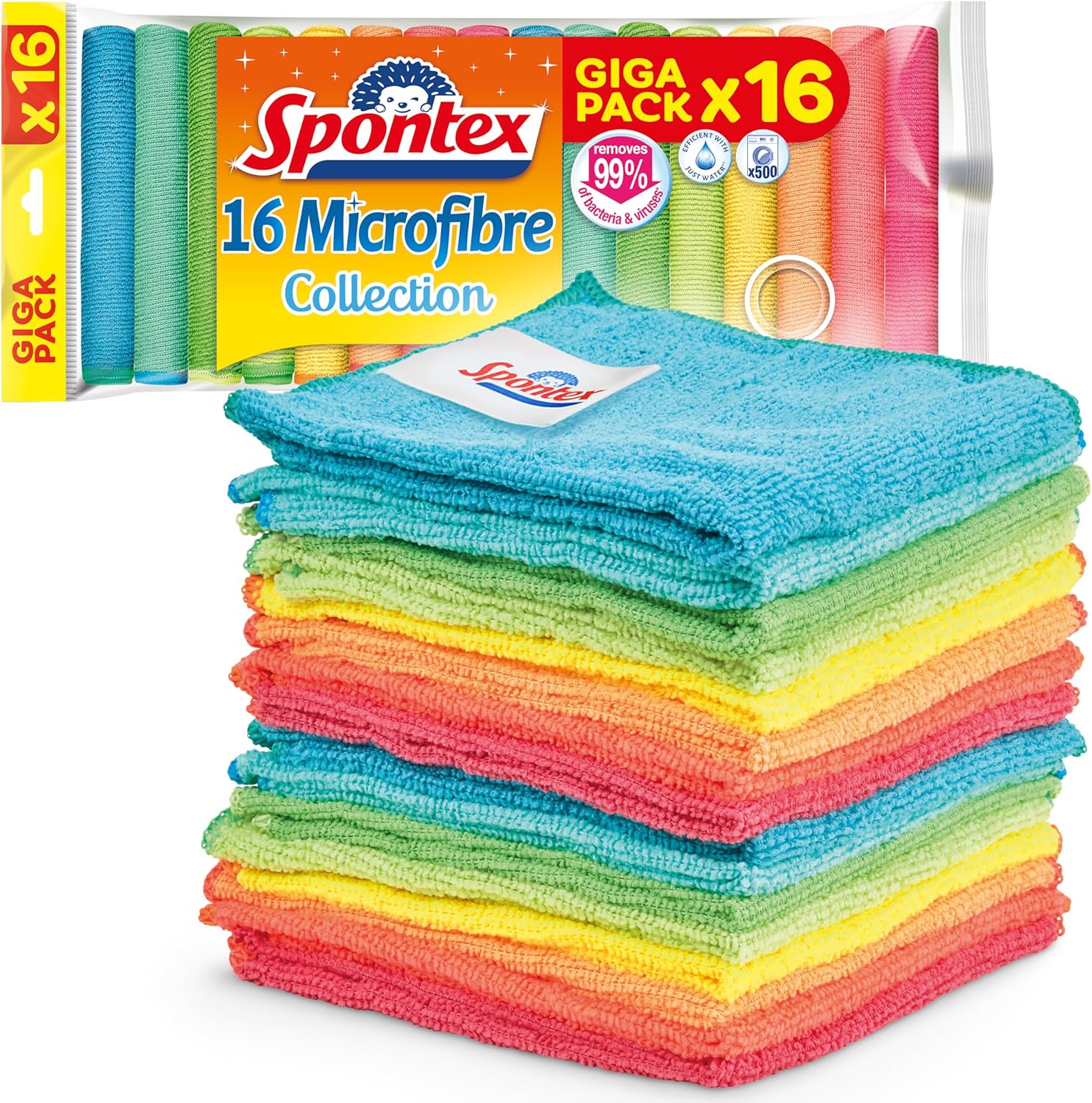 Spontex Mikrofasertuecher 16er Set 30x30 cm Reinigungstuecher Haushalt