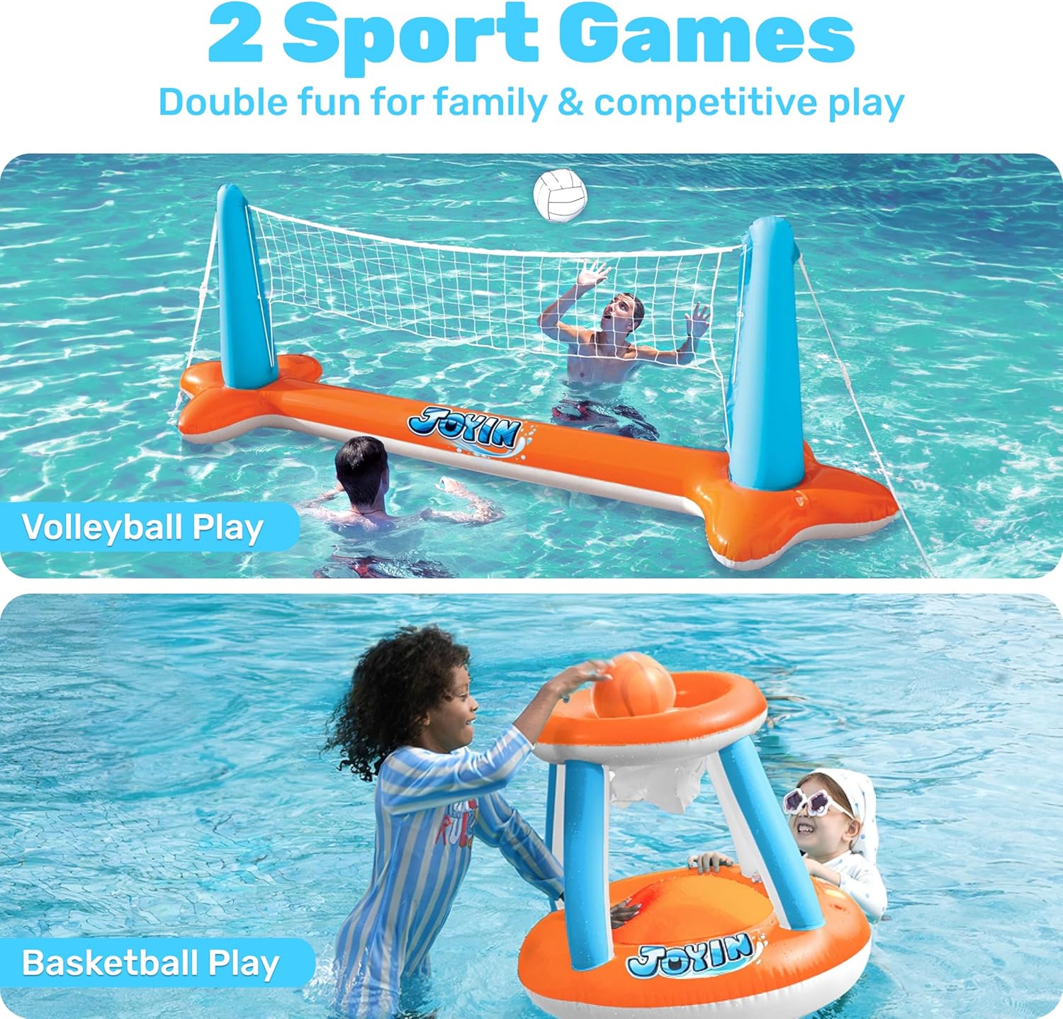 JOYIN Pool Spiel Set Volleyball Basketball Aufblasbar Kinder Erwachsene Poolspie