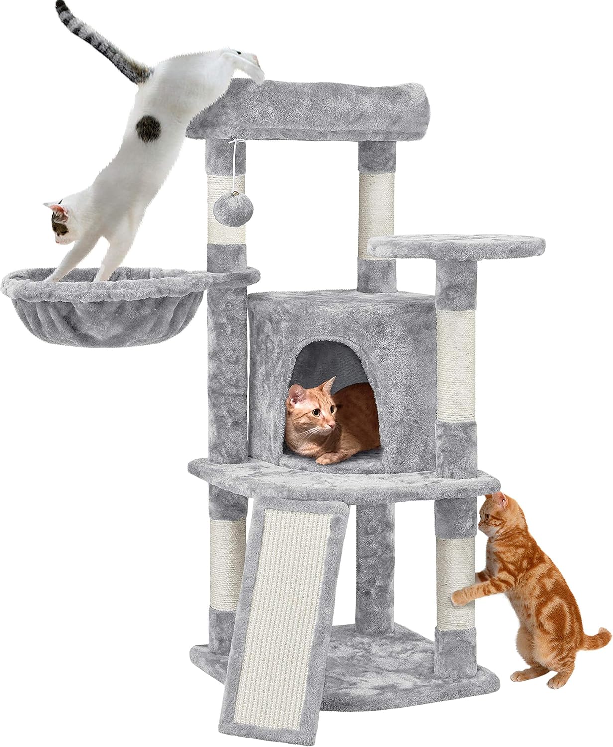 Katzen Kratzbaum 107 cm mit Höhle Sisal Plüsch stabil Katzenmöbel