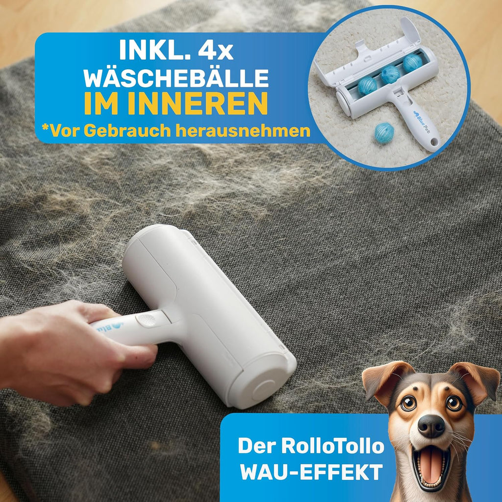 BluePet Tierhaarentferner wiederverwendbar + Mini-Fusselrolle fuer Kleidung