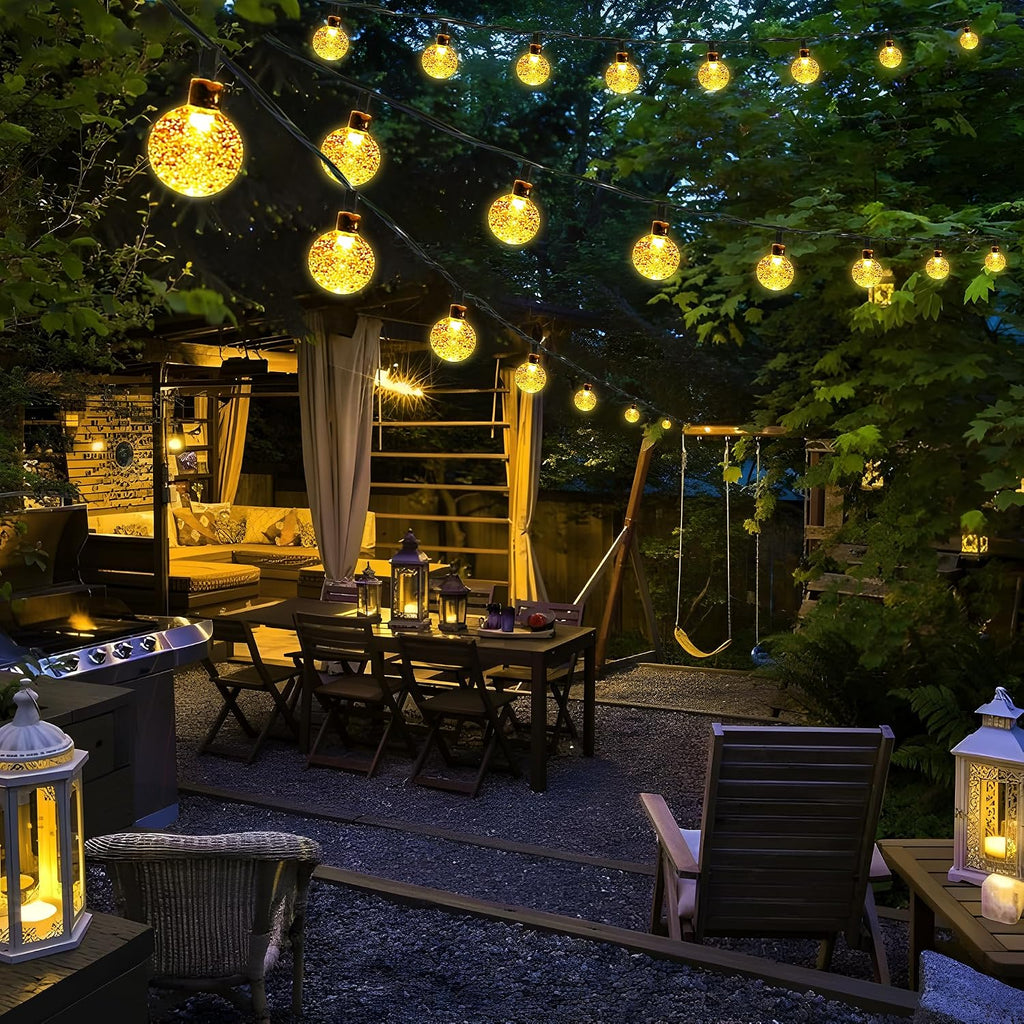 Flacchi Solar Lichterkette 30 LED Warmweiss IP65 8 Modi fuer Aussen, Wetterfest