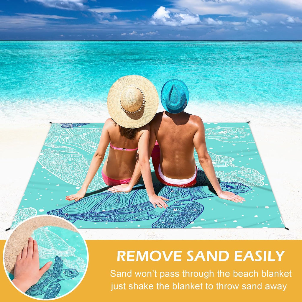 Sandfreie Stranddecke 210x200 cm wasserdicht ultraleicht faltbar Mikrofaser