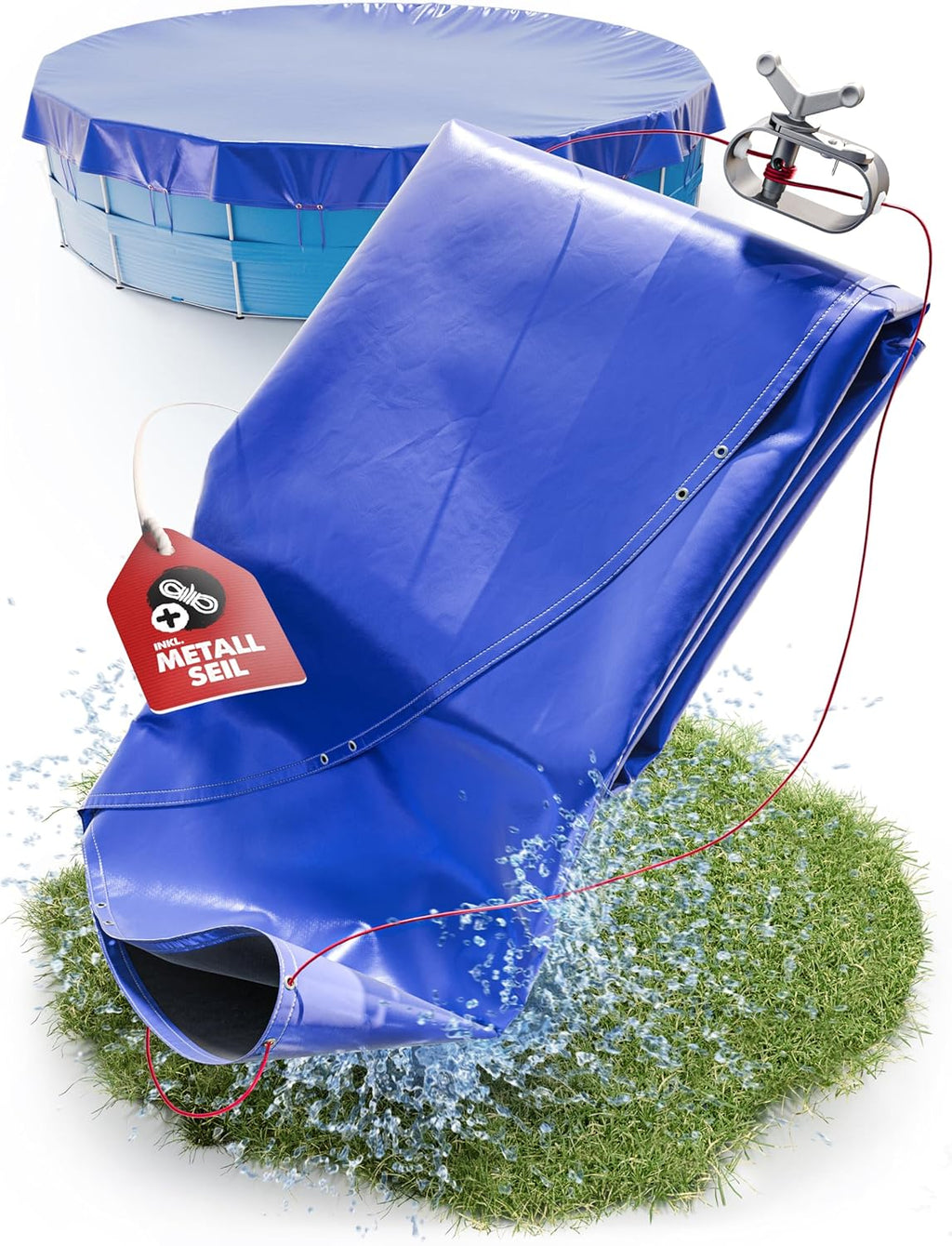 Poolabdeckung rund 366 cm Ø 200 GSM fuer Intex Bestway Pools 366cm-520cm