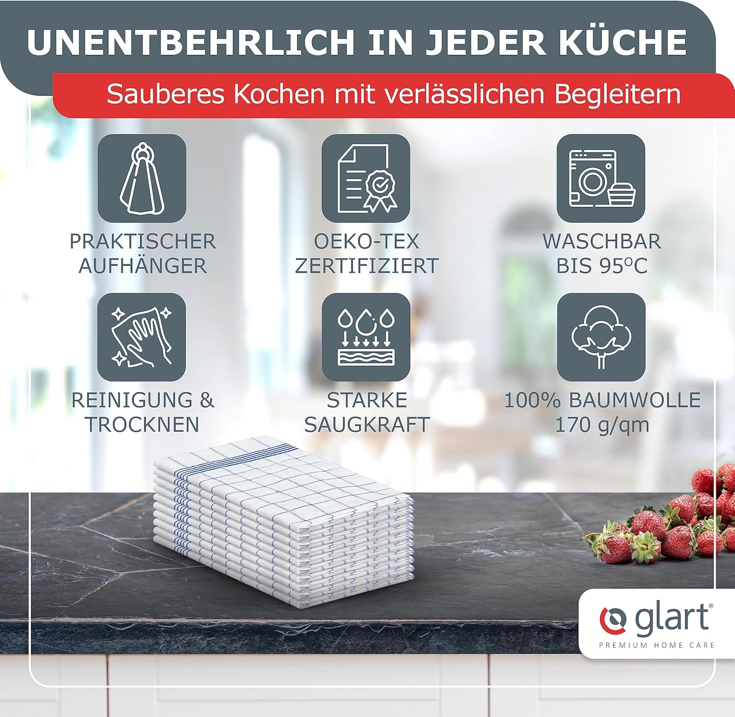 Geschirrtuecher Baumwolle 10er Set 50x70 cm kariert Kuechentuecher