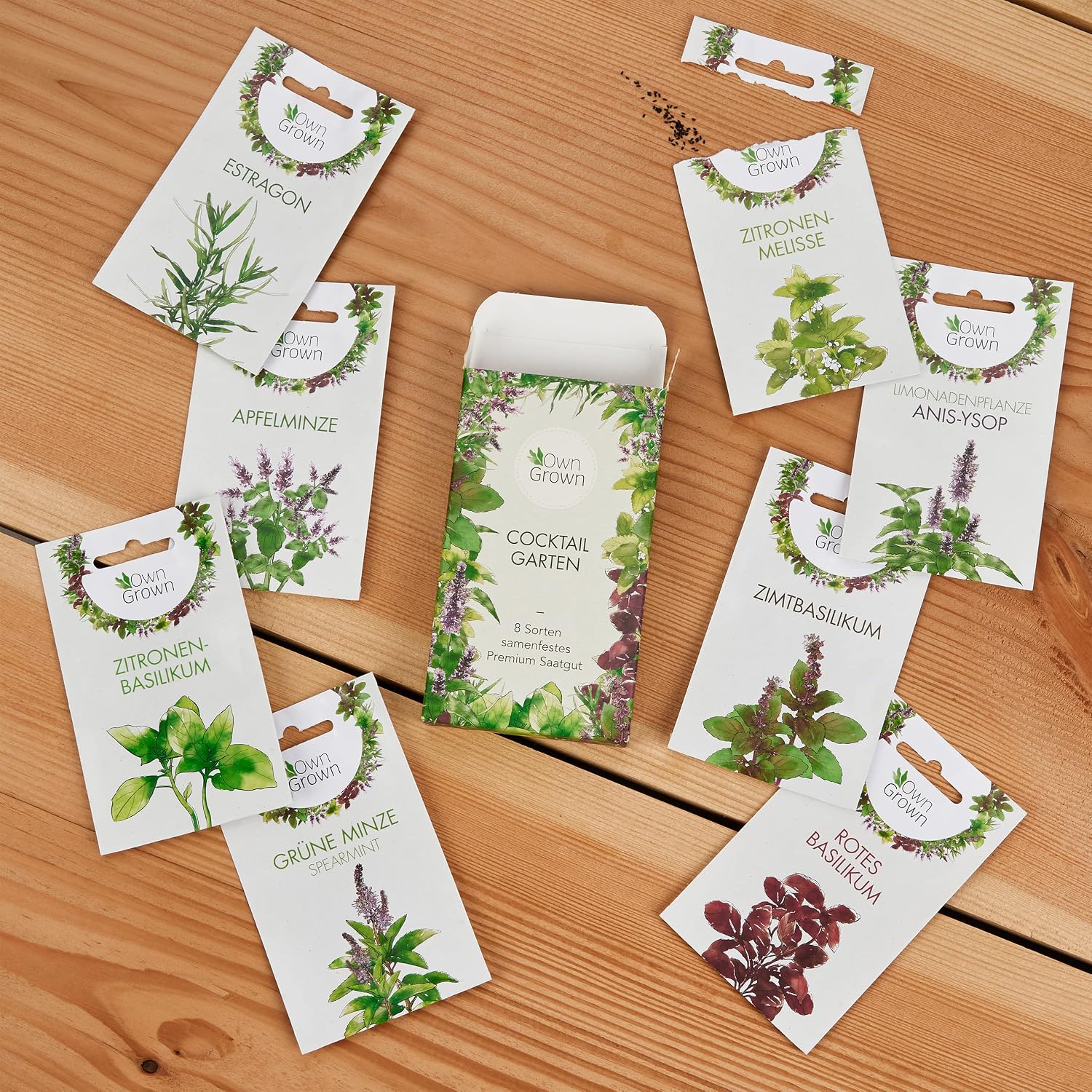 OwnGrown Cocktail Kraeuter Set 8 Sorten Samen Basilikum Minze Zitronenmelisse