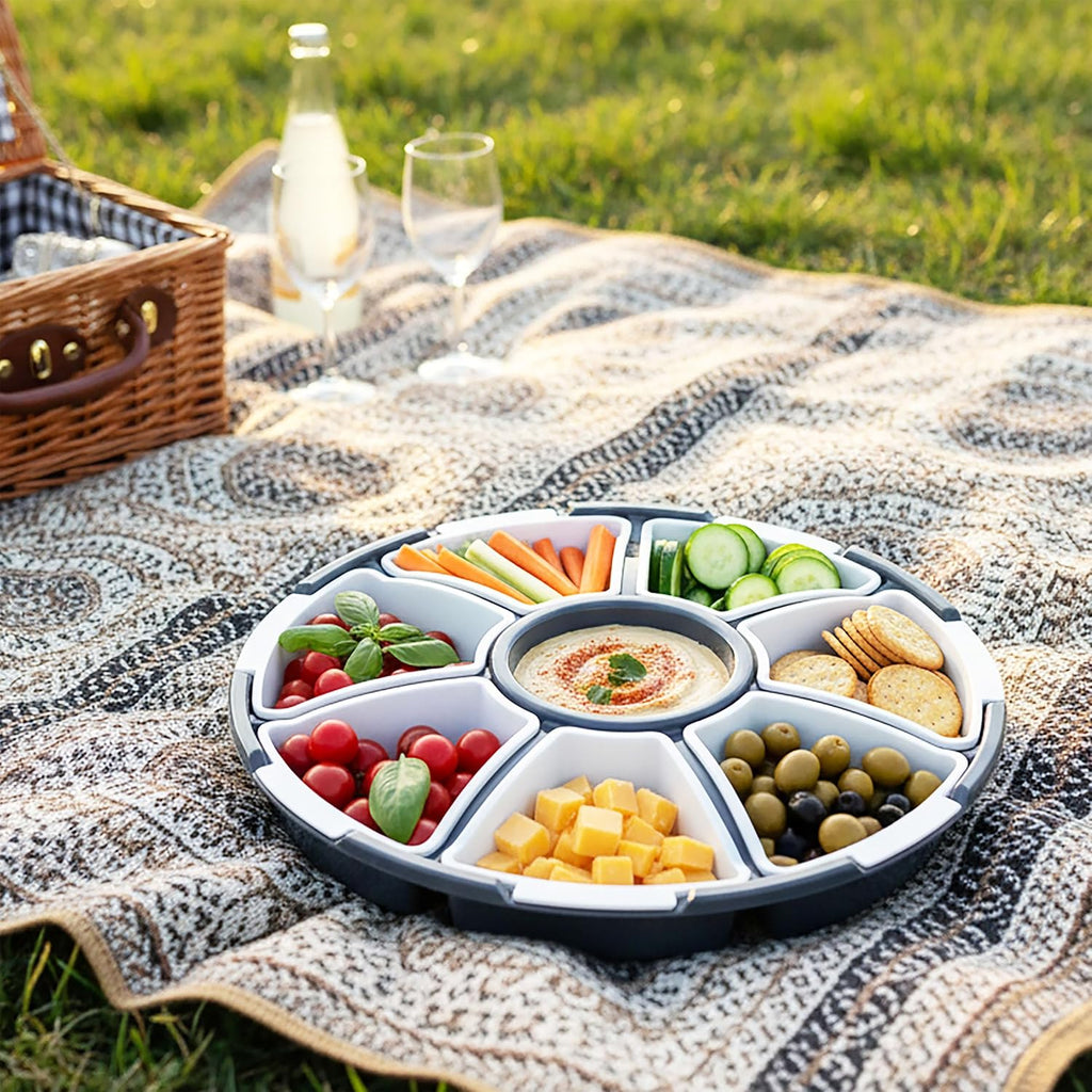 Spetebo Servierset 6 Schalen Ø33 cm Snack- und Dip-Transportbox mit Deckel